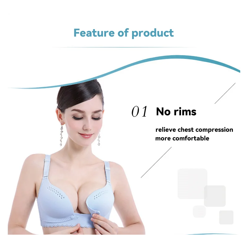 

New Thin Section Front Buckle No Steel Ring Through The Heart Cool Nursing Bra Gathered Breathable Pregnant Women Underwear