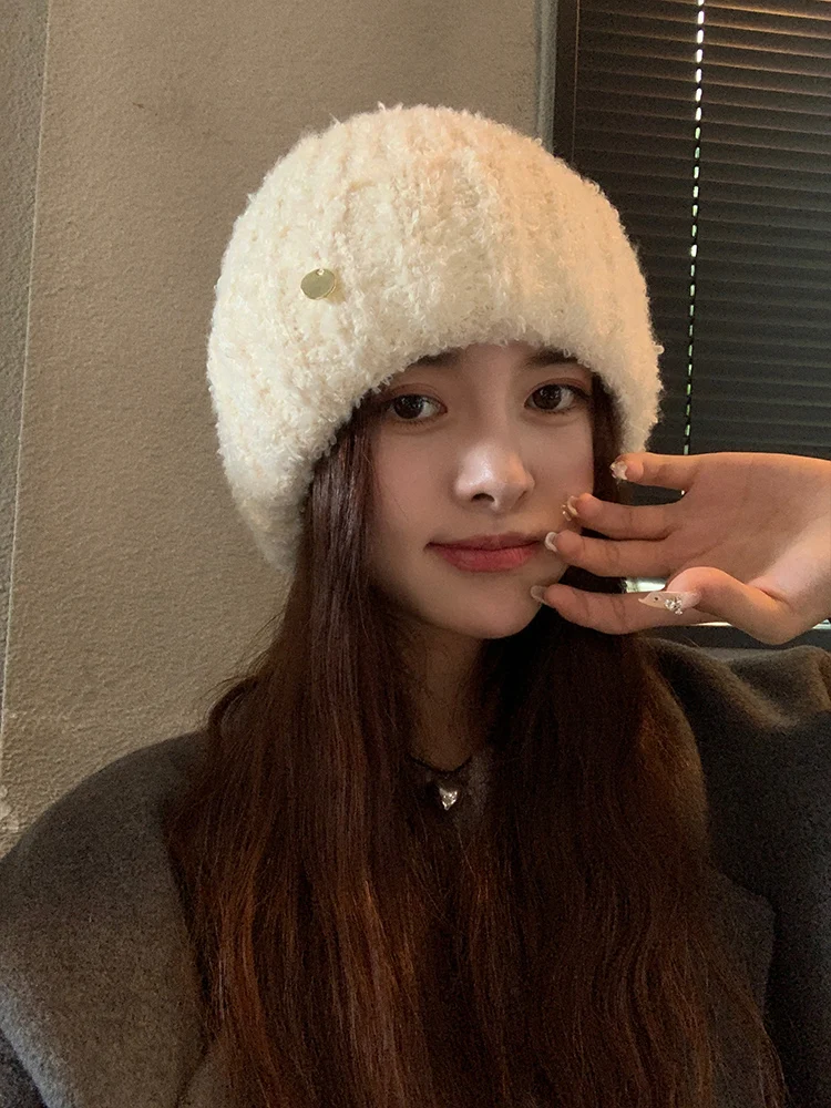 Шапка женская осенне-зимняя вязаная шерстяная шапка новинка 2023 большая