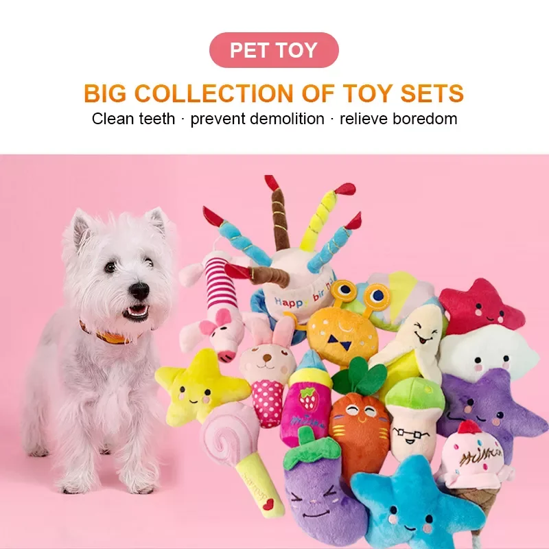 

Pet Dog Toys Plush Squeak Toy Interesting Fleece Durable Fruit Chew Sound Toy Fit For All Pets Sound Plush Toys Pet Supplies