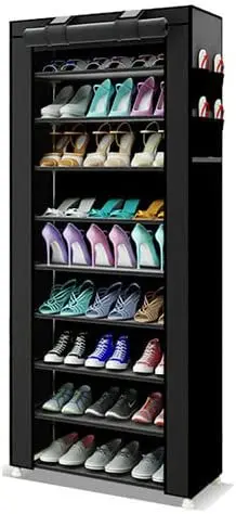 

10 Tier , Shoe Storage Cabinet with Dustproof Cover, Free Standing Shoe Storage Organizer for Closet, Entryway