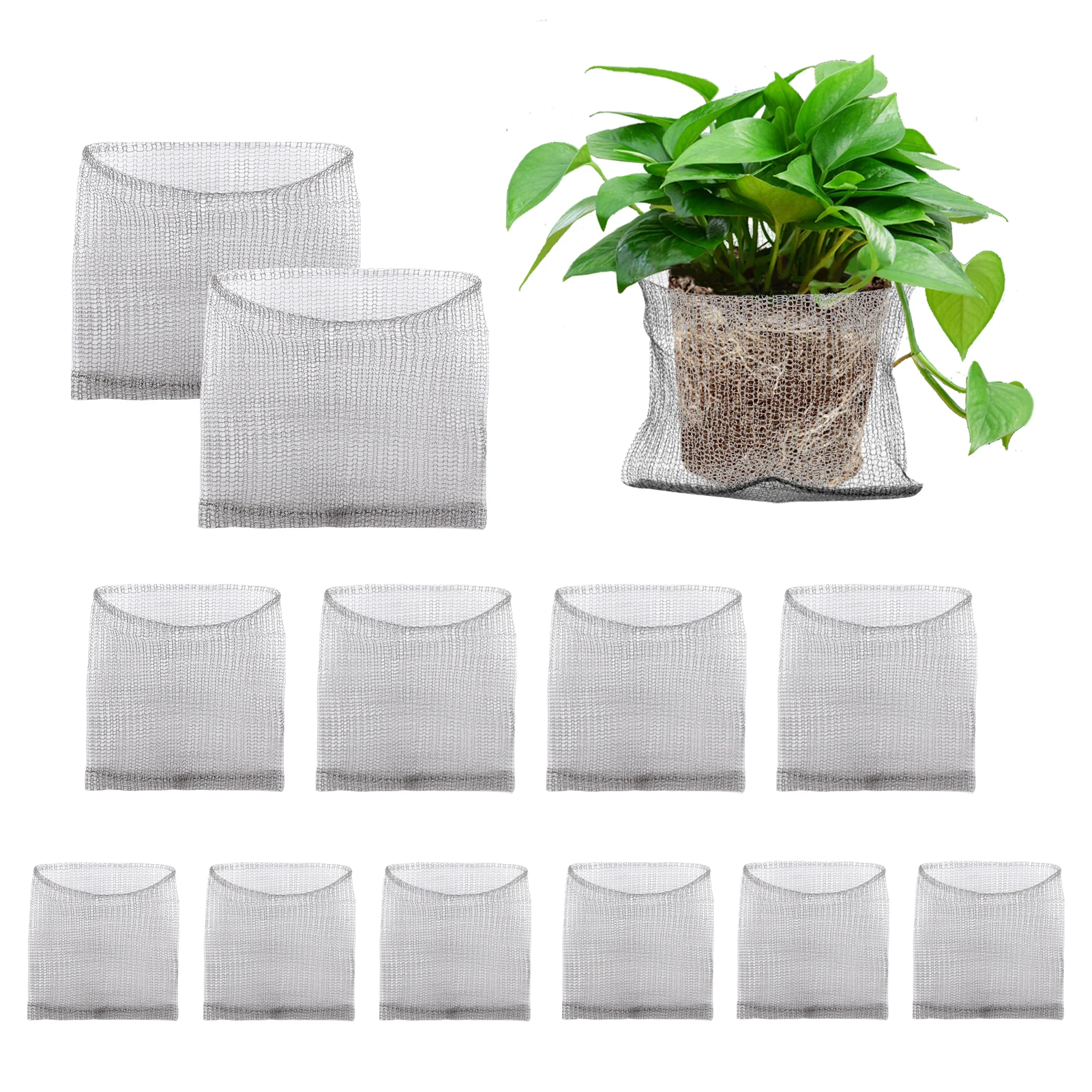 

6pcs 5 Gallon Burrowing Animal Dense Mesh Stainless Steel Durable Underground Reusable Vole Guard Basket Plant Root Protector