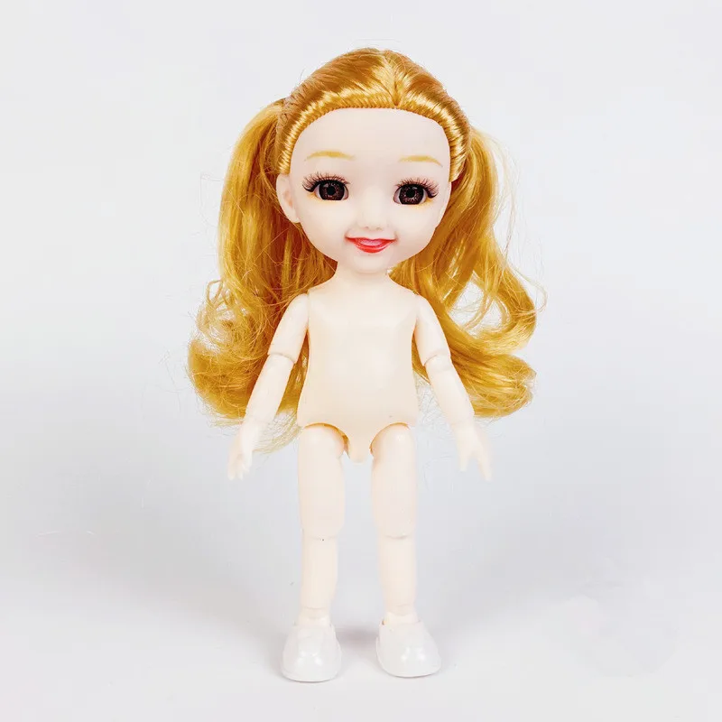 

New Mini 16cm BJD Doll Detachable Neck Nude Doll 13 Movable Joints Cute Body Dress Up DIY Toy Dolls 3D Eyes Girl Fashion Gift