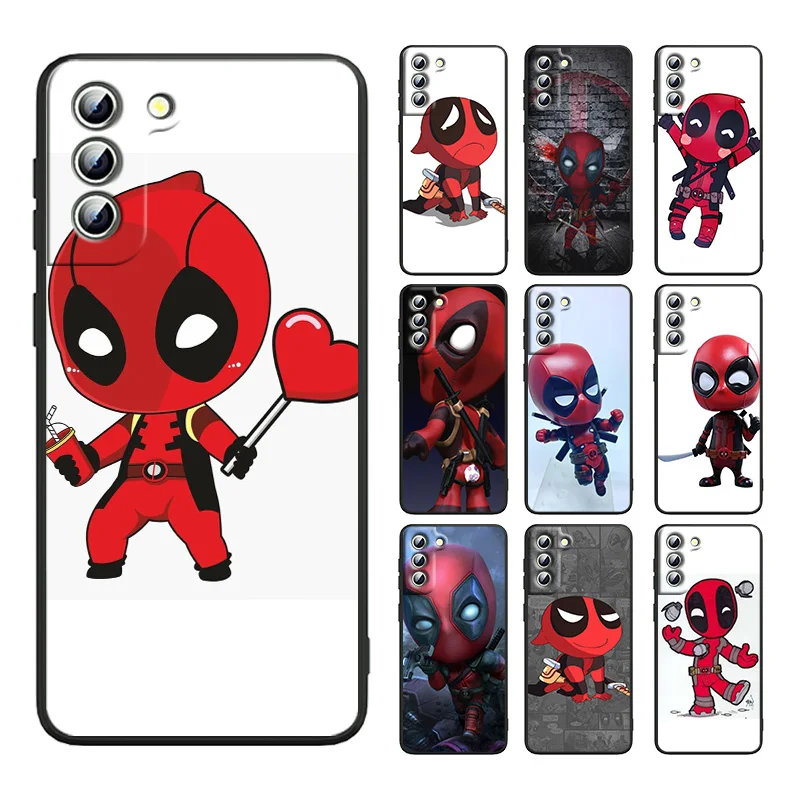 

Marvel cute deadpool For Samsung S22 S21 S20 Ultra PRO FE 5G Plus S10e S9 S8 S7 S6 Plus Edge Black Soft Silicone Phone Case Capa