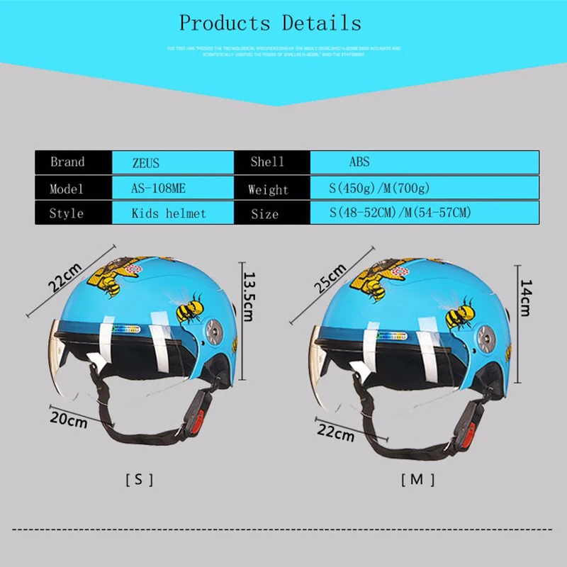 Детский мотоциклетный шлем ZEUS boy на половину лица для мотоциклиста скутера