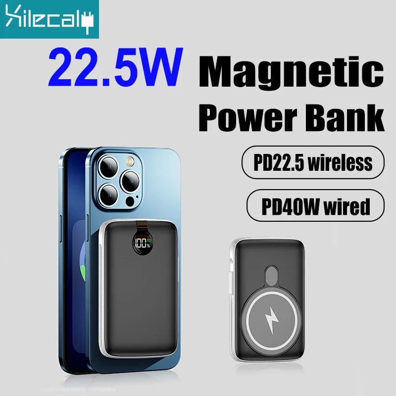 

10000 мАч Магнитный внешний аккумулятор PD20W Magsafing Быстрая зарядка внешний аккумулятор для Iphone13 12 14 портативный внешний аккумулятор с проводной зарядкой