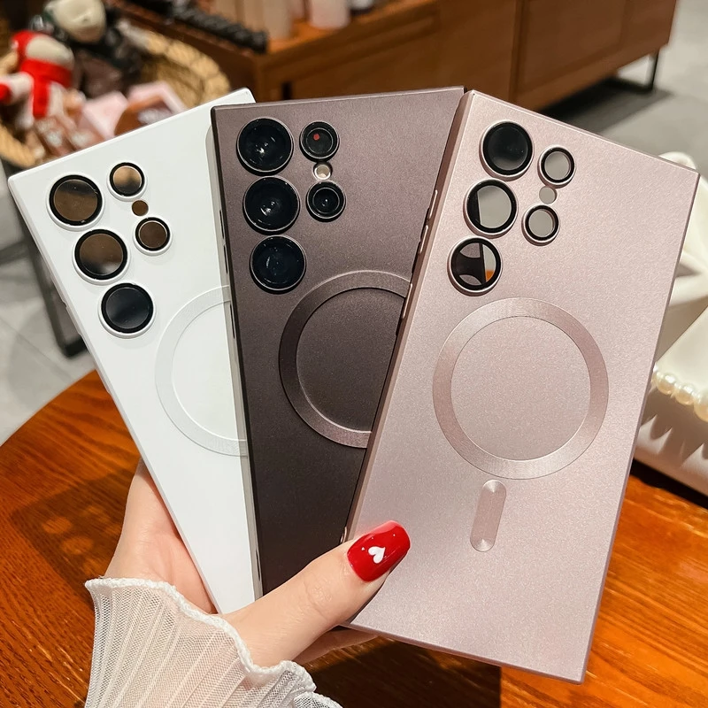 Роскошный магнитный противоударный матовый чехол для телефона с беспроводной