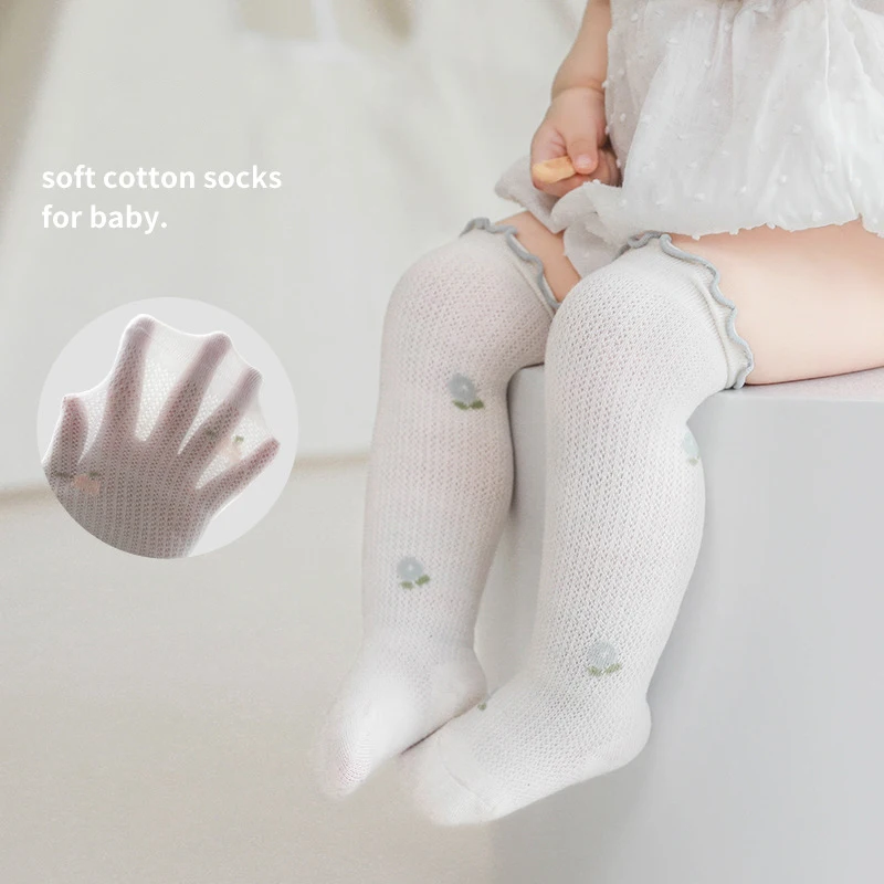 

New Summer Children Socks Baby Girls Knee High Toddler Socks Cotton Long Tube Cute Princess Mesh Socks Kids Hollow Out Socken