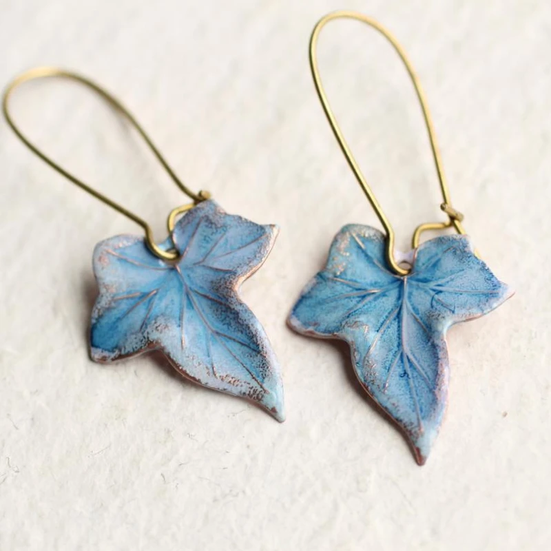 

Ethnic Blue Maple Leaf Hoop Earrings for Women Jewelry Woman Earring Bijouterie Female Leaves Gift Fashion Piercing Aesthetic