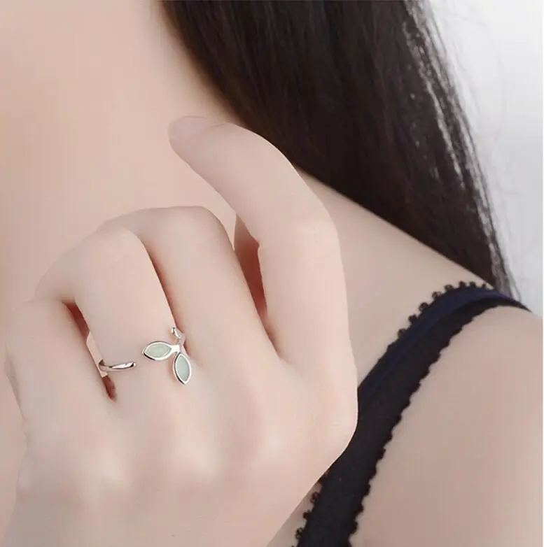 MEEKCAT стерлингового серебра 925 пробы надежда зеленое дерево листья бутоны дерева