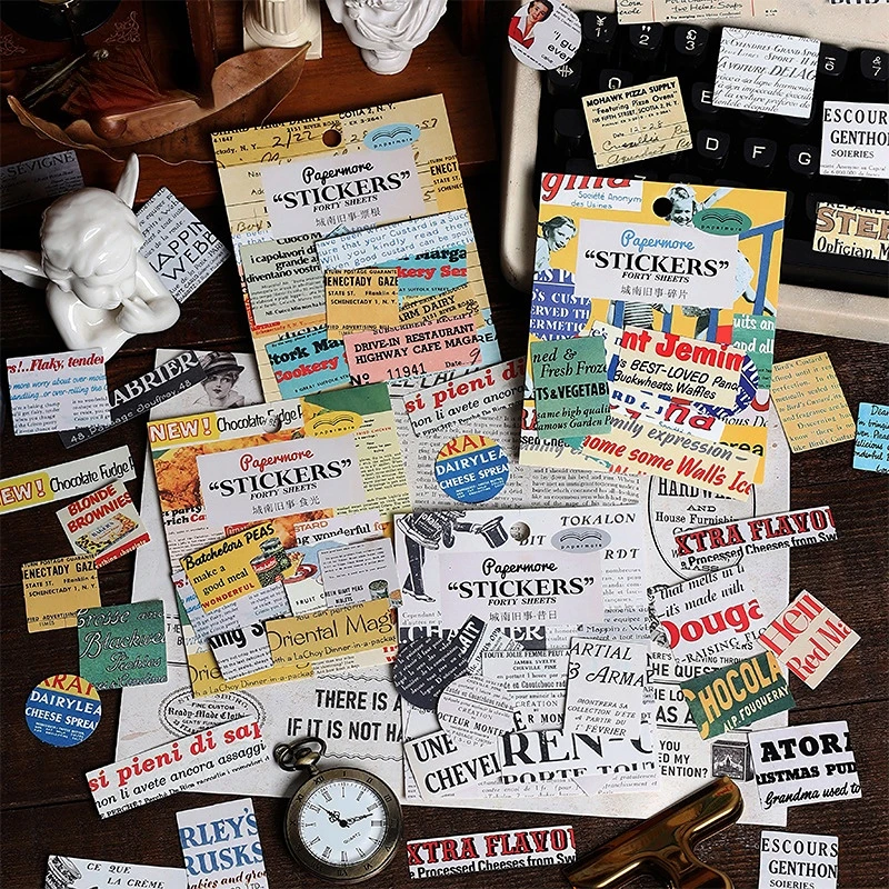 

40 шт./партия, Набор наклеек на бумагу «старые дни», 120*110 мм, сделай сам, скрапбукинг, дневник, декоративные принадлежности, ретро-американские...