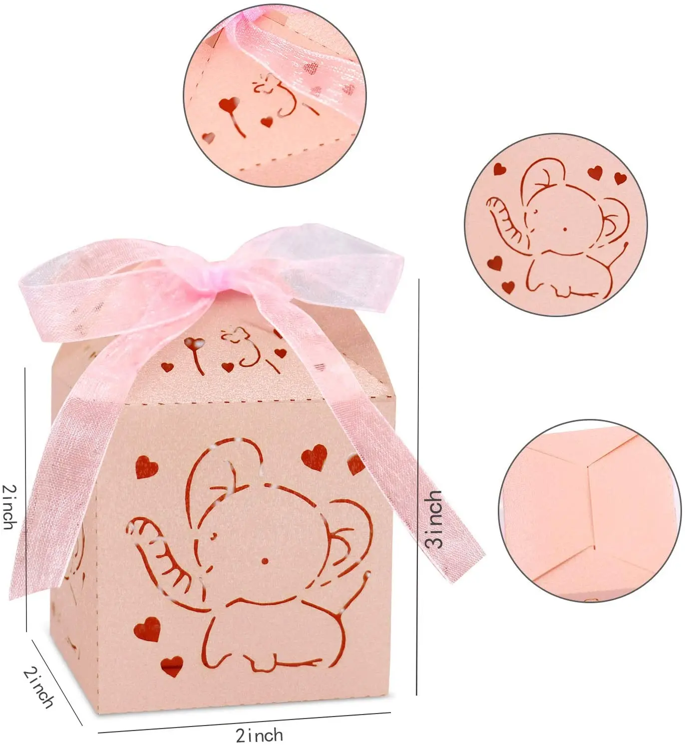 50pcs Elephant Gifts Box Laser Cut Paperboard Packaging Baby Shower Boy Girl Wedding Bitrhday Party Candy Supplies - купить по