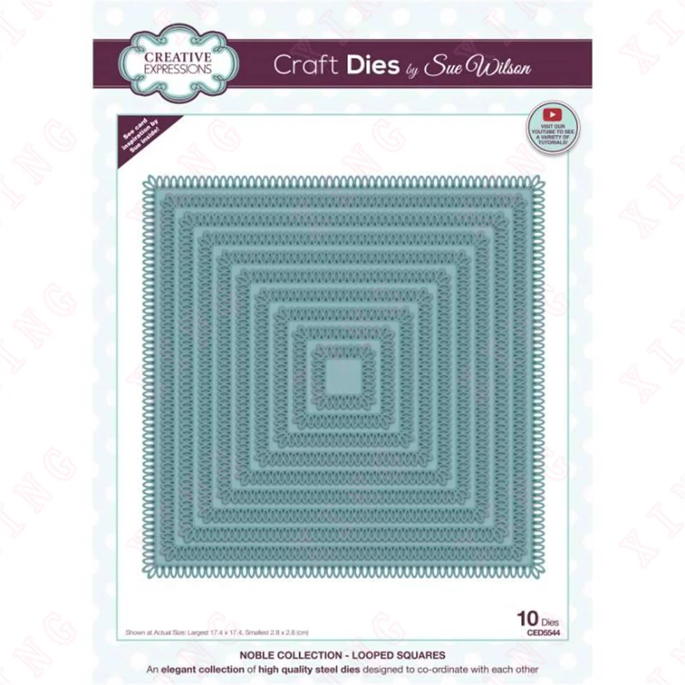 

New Metal Cutting Dies Scrapbook Decoration Embossing Template Diy Handmade Craft Blade Punch Reusable Noble Looped Squares Mold