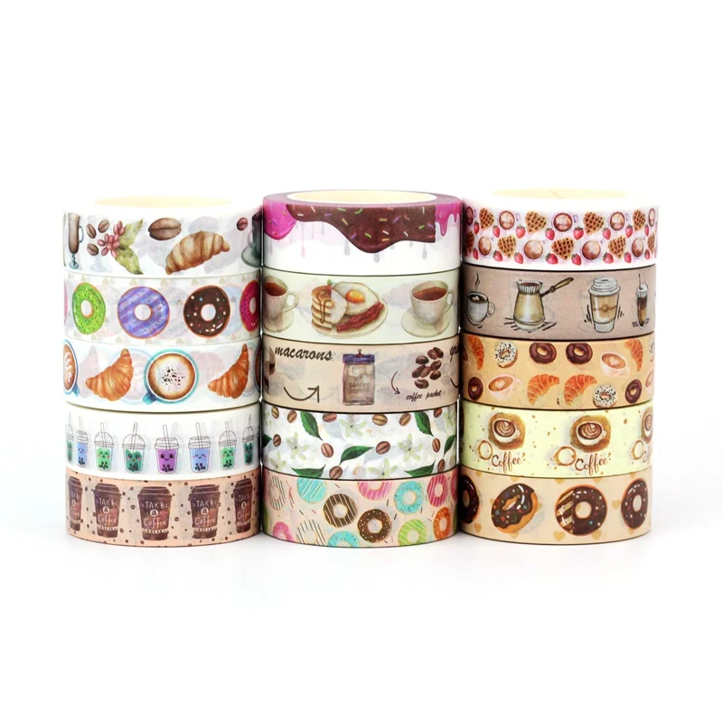 2022 NEW 1PC Decorative white coffee cups and coffee pots Washi Tapes Set Planner Scrapbooking Masking Tape Cute Stationery