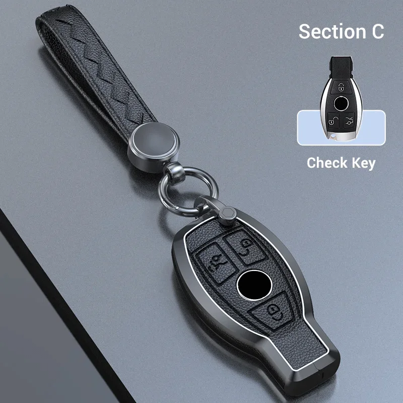 

Чехол для автомобильного ключа из цинкового сплава из воловьей кожи для Mercedes Benz A B C E R Class GLS GLA GLK GLC CLS CLA AMG W204 W205 W212 W463 W176