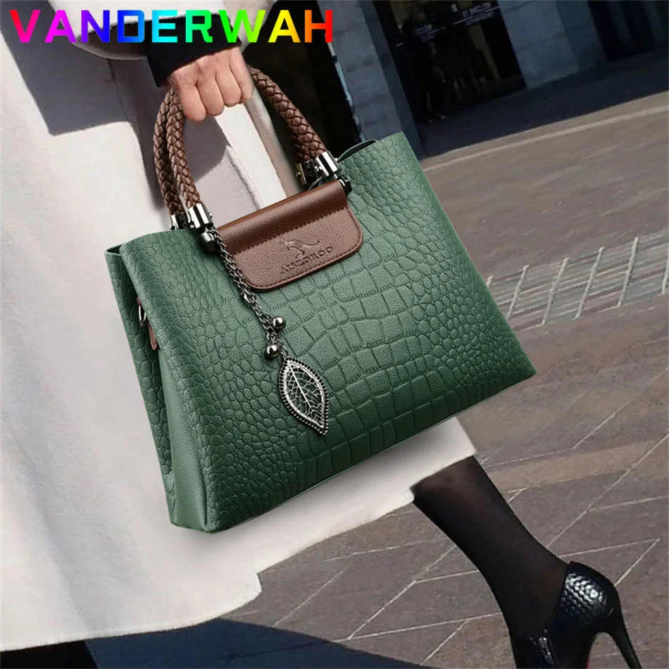 

Genuine Brand Leather 3 Layers Alligator 2023 Bag for Women Female Shoulder Messenger Sac Luxury Designer Ladies Handbags