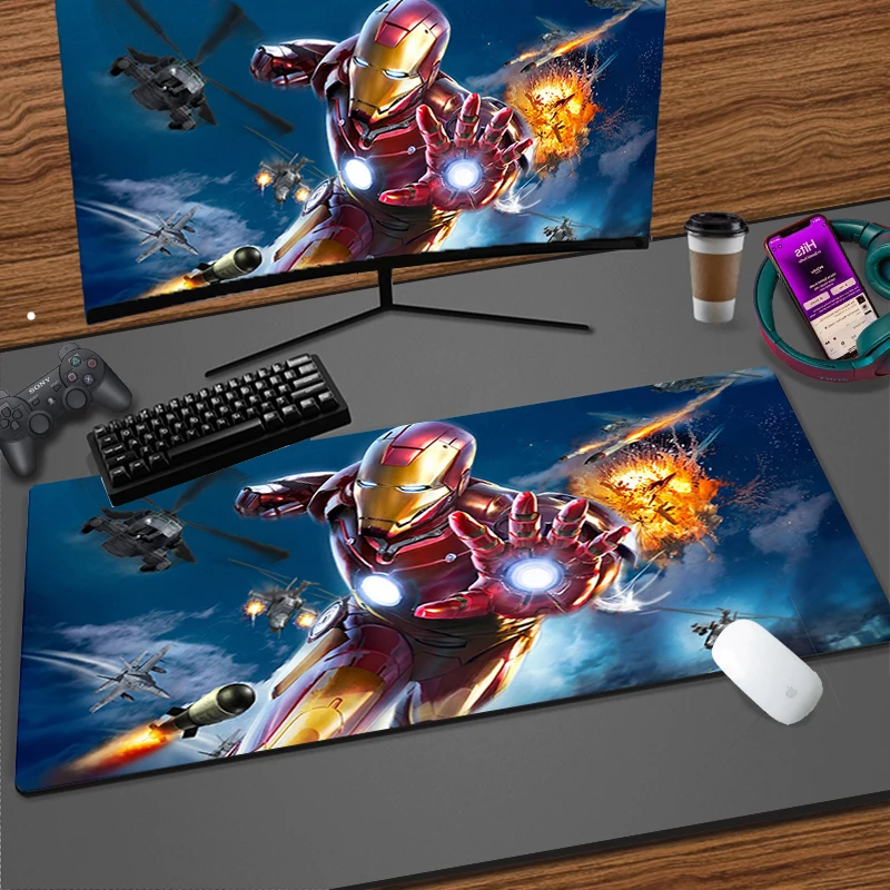 

Iron Man Gaming Mouse Pad Computer Offices Laptop Anime Mouse Mats Cool Mousepad Office Accessories Anti-skid 900x400 Desk Mat