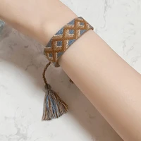 bohemian ethnic style embroidery tassel woven bracelet for women plaid wrist strap bracelet friendship bracelets for girl