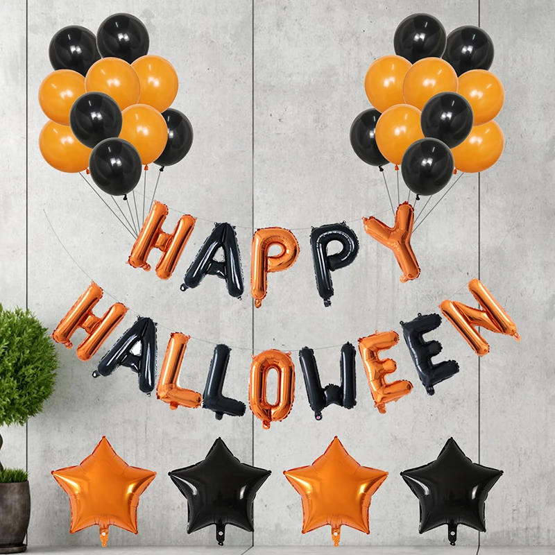

39Pcs Happy Halloween Latex Balloons Set Orange Air Globos Childrens Birthday Party Baby Shower Home Decorations Kids Toys Gifts