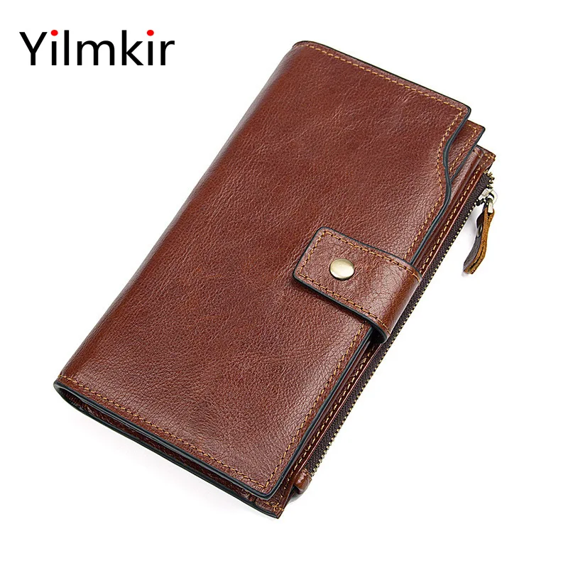 

Long Versatile Retro Men's Multifunctional Credit Card Holder Coin Purse Fashion Buckle Lightweight Portable Leather Wallet