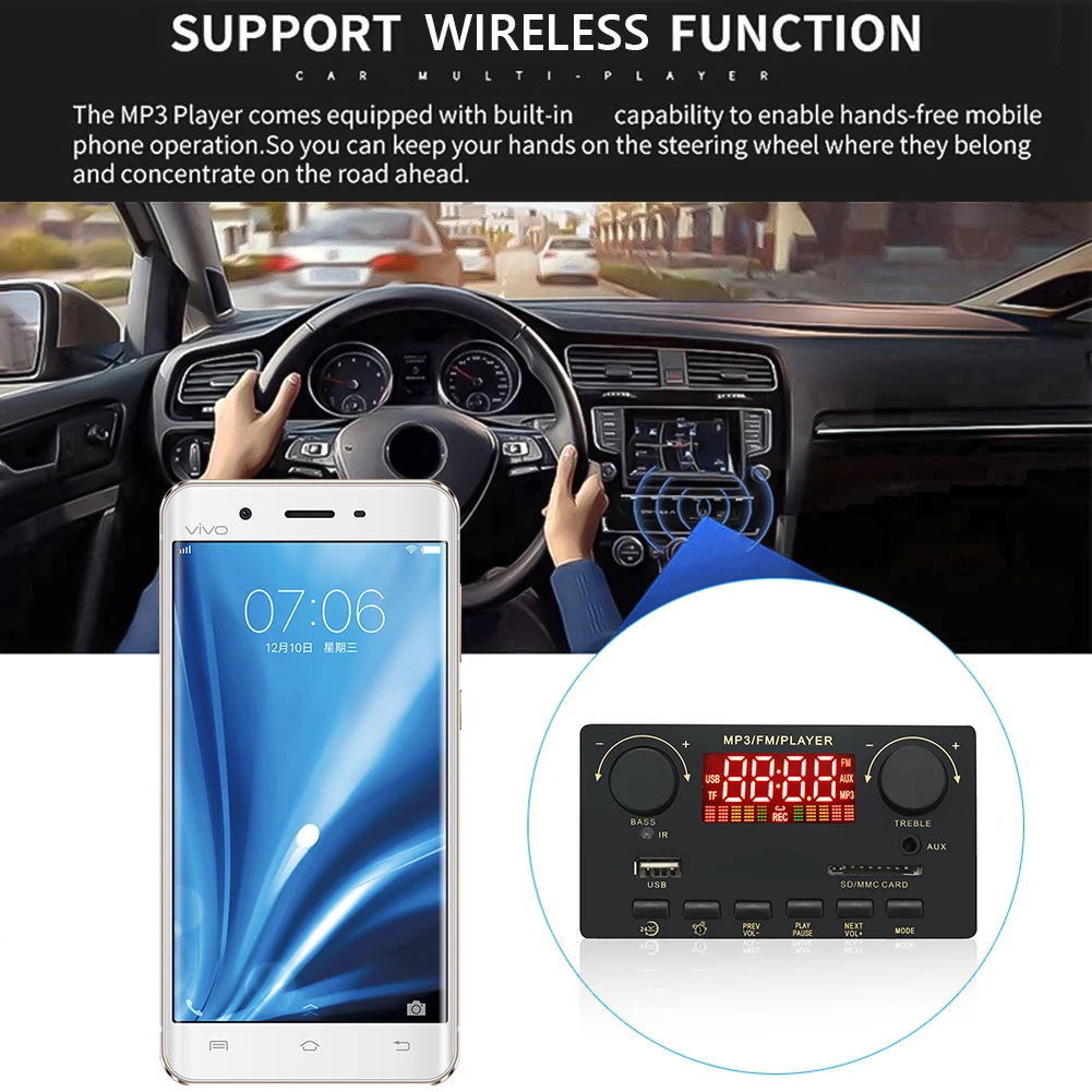 Плата декодирования 5 0 совместимая с Bluetooth 12 В пультом дистанционного управления