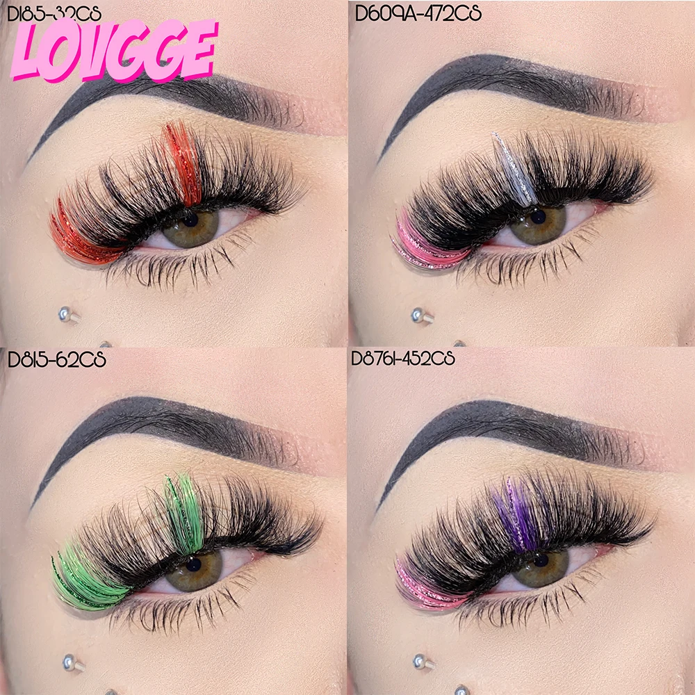 

LOVGGE Pop Colored Glitter Faux Mink Lashes 20MM False Eyelashes Wholesale Bulk Bundle Supplier Small Business DHL Fast Shipping