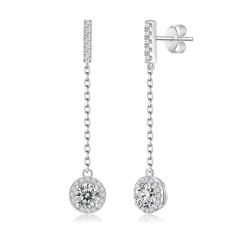 

S925 Silver 1.0 Carat D Color Moissanite Diamond Earring Classic Round Cute Romantic Engagement Jewelry