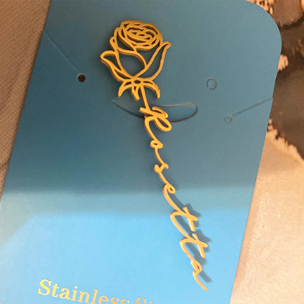 Брошь с цветком рождения на заказ минималистичное название ювелирное изделие