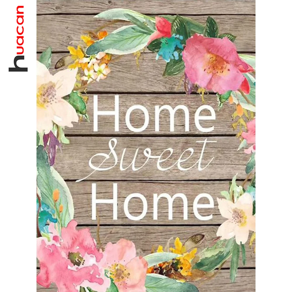 

Алмазная живопись Huacan, картина с вышивкой в виде цветов, для дома, квадратная/круглая вышивка, мозаика, наклейка на стену