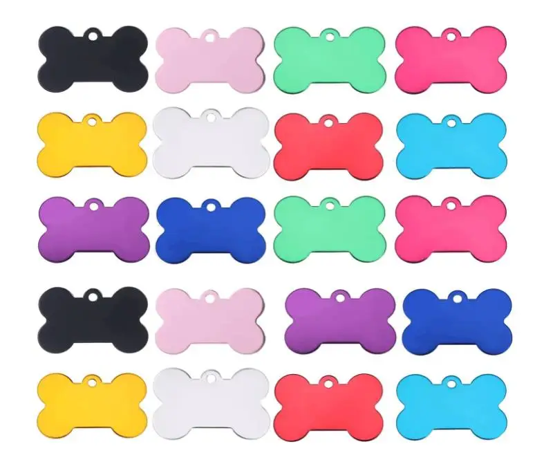 

Aluminum Alloy Pet ID Tag Bone Shaped Blank Engraved Dog Cat Name Phone Number Identification Card Tags S M L Colorful 30pcs