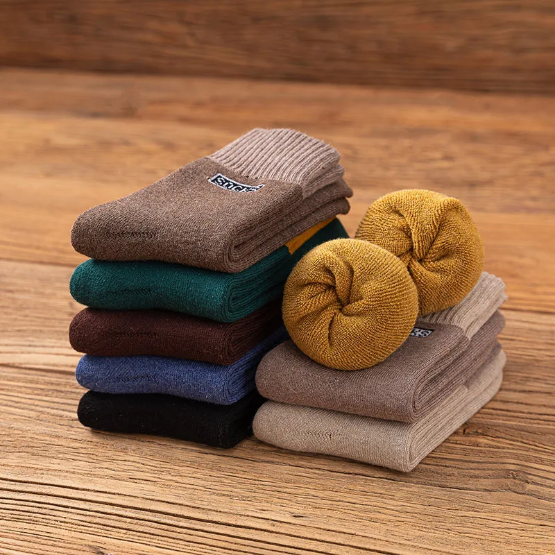 Winter Men's Thick Cotton Socks Harajuku Retro Warm Fashion Casual Long Socks Men 10 Pair