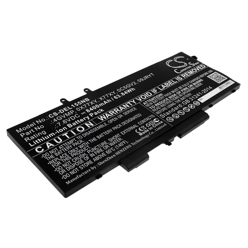 

Аккумулятор CS 8400 мАч для DELL Latitude 14 5400,14 5500,N013L5400-D1526FCN,0C5GV2, 0X77XY, 4GVMP, X77XY