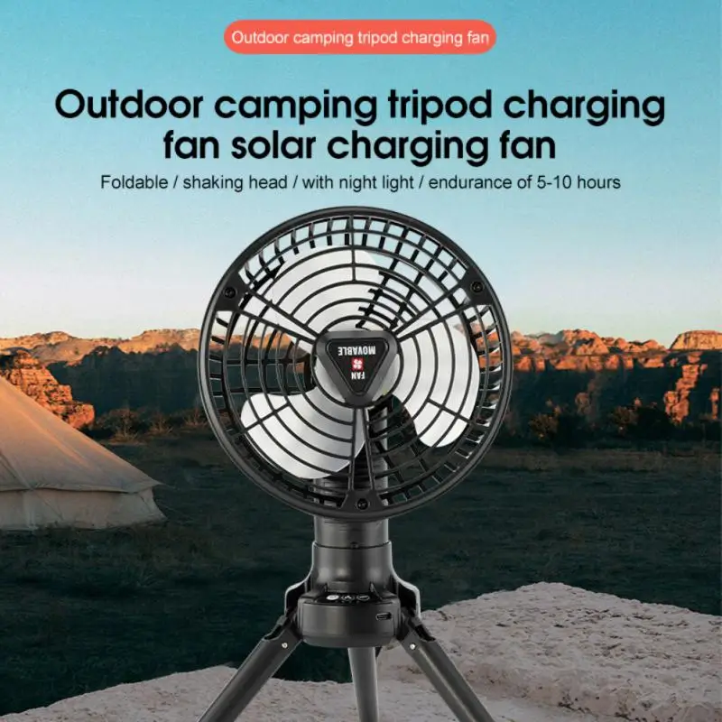 

Portable Solar Car RV Fan Cooler Energy Saving Clean Air Exhaust Cooling Fan With Tripod Light For Outdoor Camping Appliances