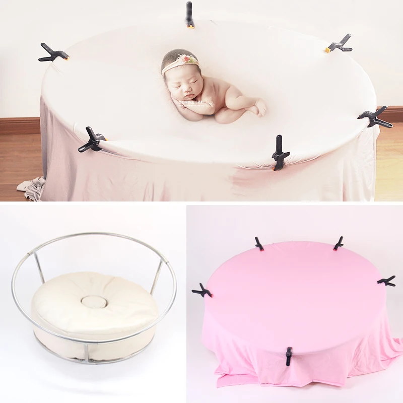 Newborn Photography Props Posing Props Bean Bag Frame And Clips Baby Photo Props Round Shelf Photography Station