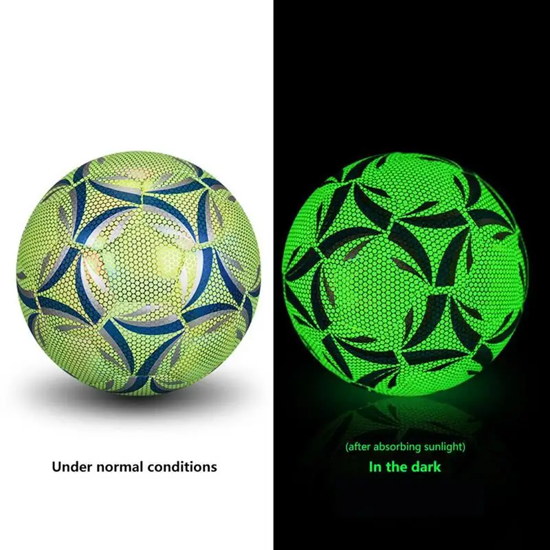 Светоотражающий футбольный мяч, светящийся ночью футбольный мяч для взрослых, детей, тренировочный износостойкий светоотражающий мяч