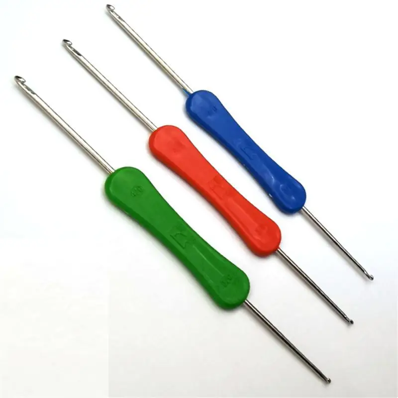 

Двусторонняя силиконовая ручка «сделай сам», золотые Алюминиевые крючки для вязания, плетение, вязание крючком, спицы для парикмахера, случайные цвета, инструменты для шитья