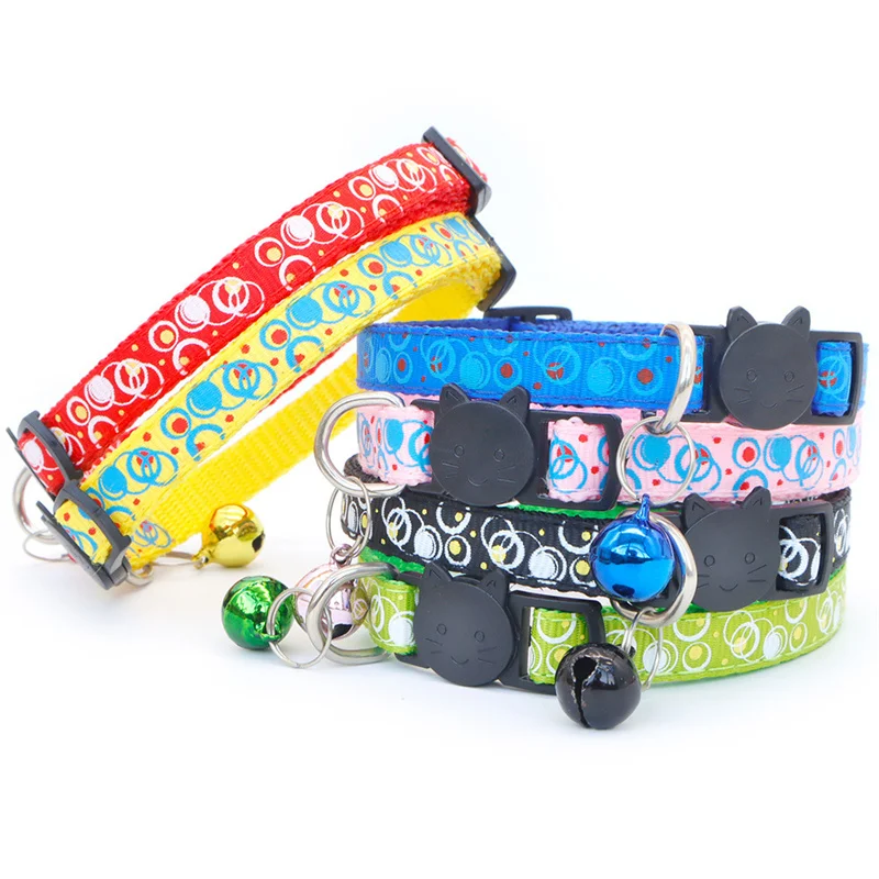 

1pc Colorful Cute Bell Collar Adjustable Buckle Cat Collar Pet Supplies Bubbles Personalized Kitten Collar Small Dog Accessory