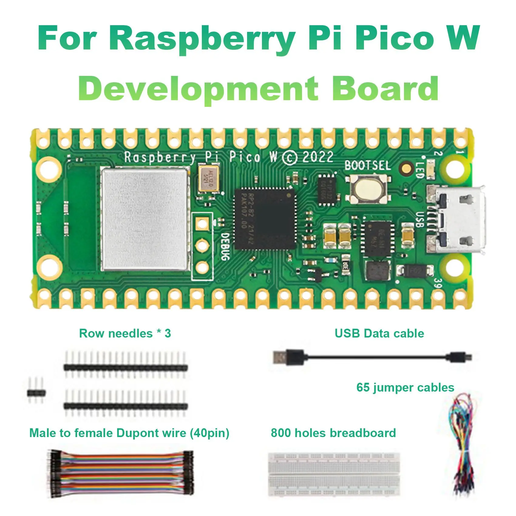 

Макетная плата для Raspberry Pi Pico W, расширенный Комплект перемычек, беспроводная макетная плата для микроконтроллера Wi-Fi RP2040
