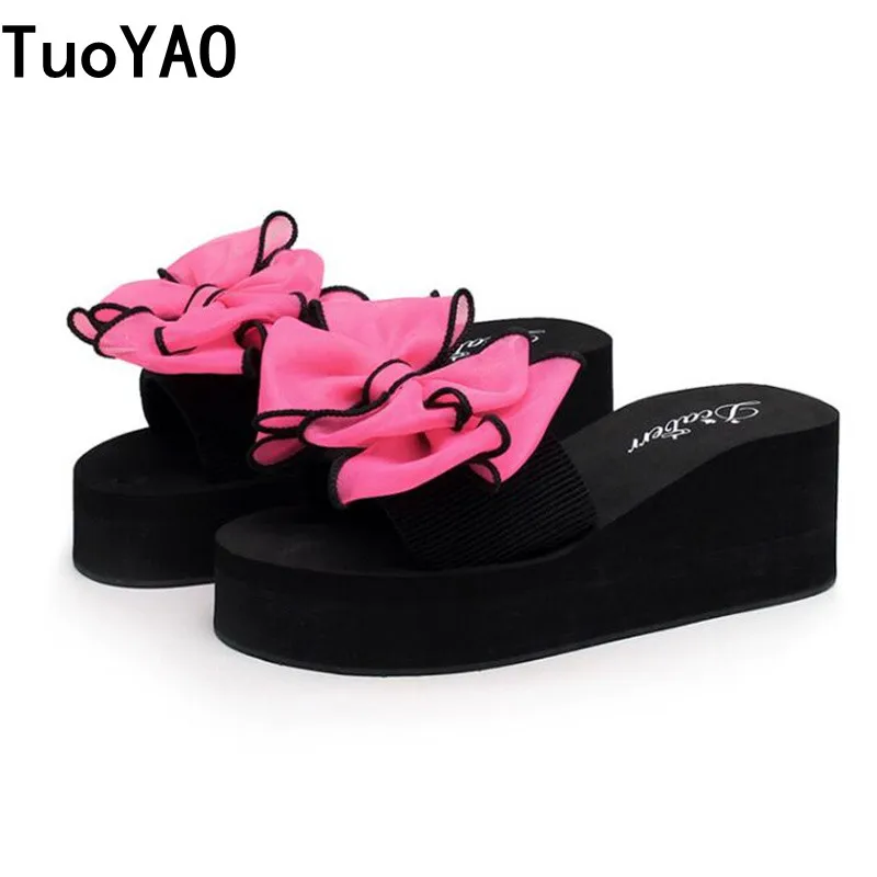 

Women Flip Flops Summer Beach Platform Flowers Slippers Fashion Casual Outside Wedges Sandals Women Shoes Leisure Slippers 7cm