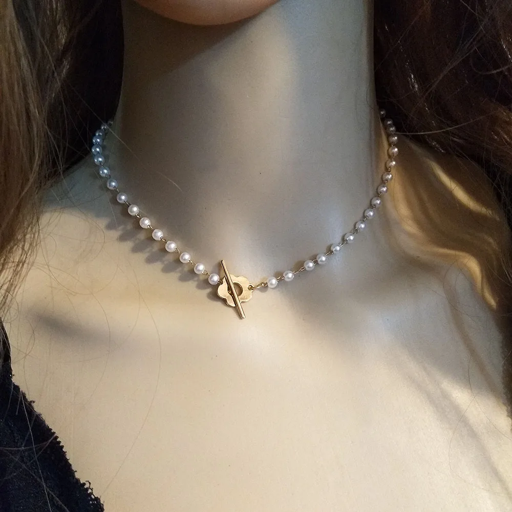 

Ожерелье с жемчужной подвеской в стиле бохо, модная милая романтическая Готическая цепочка, женский подарок для девушки