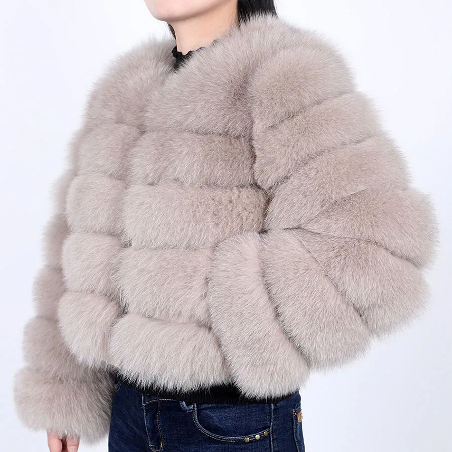 Winter Women Fox Fur Jacket Real Fur Coat Natural Raccoon Fur Coats Leather Jacket 100% Natural Real Fox Fur Coat Stand Collar