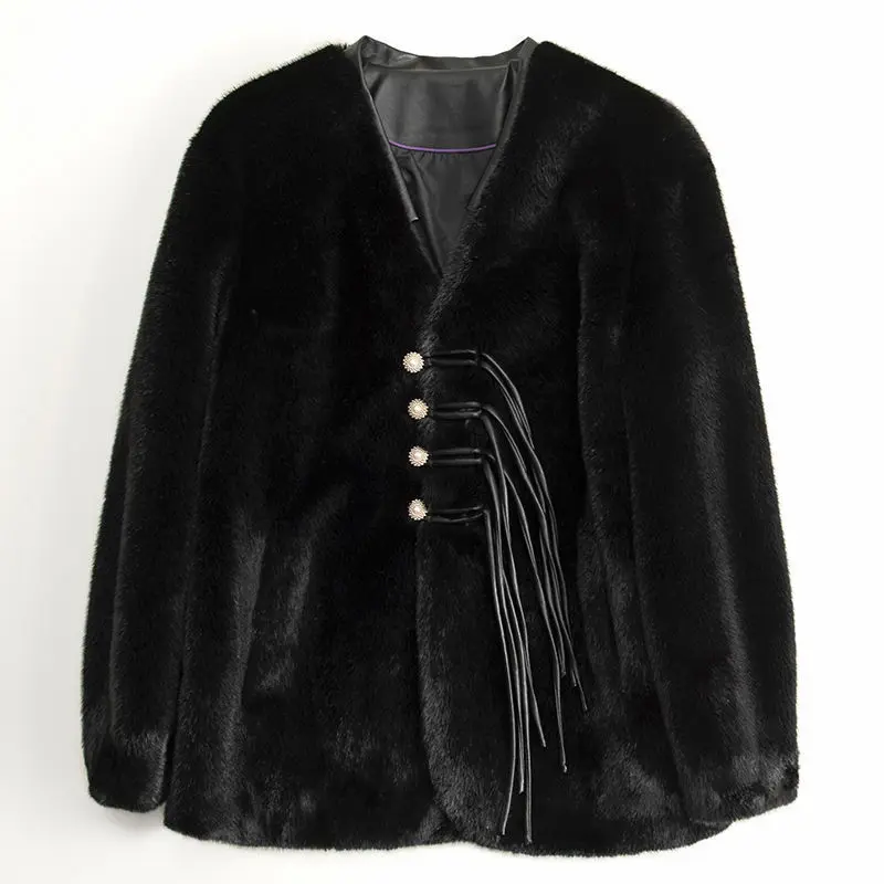 

Модная новая осенне-зимняя шуба из золотистого соболиного меха женская шуба средней длины из искусственного меха, одежда для женщин 2023