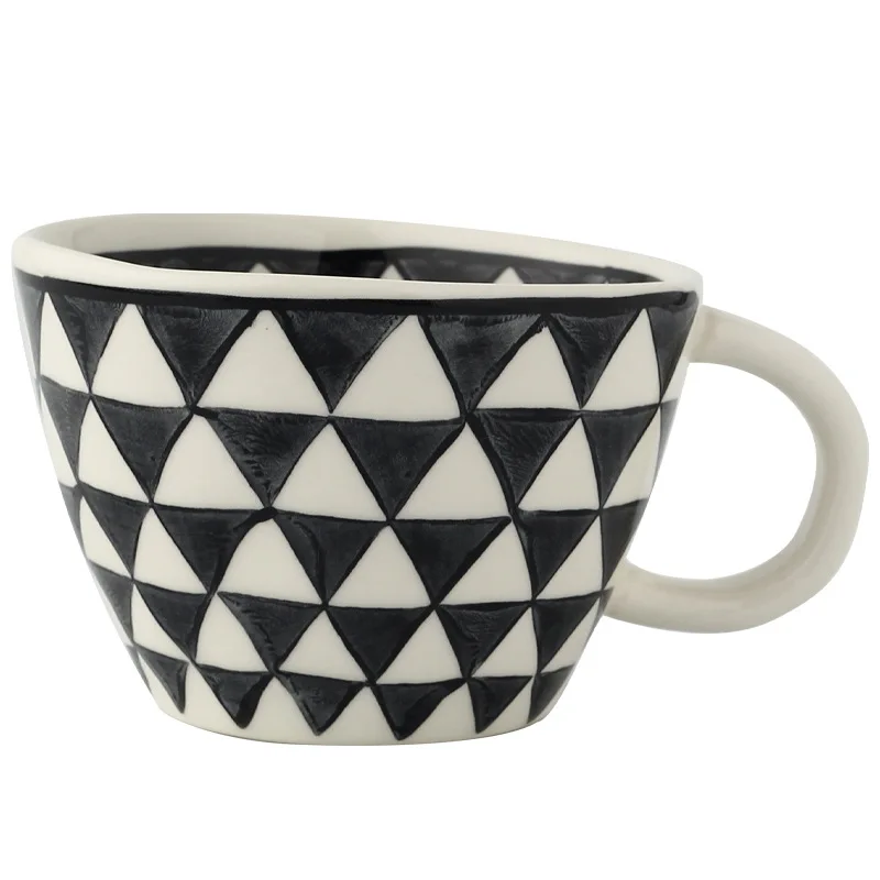 

Hand Painted Geometric Mugs with Gold Handle Handmade Cups for Coffee Tea Milk Oatmeal Kupa Bardak Creative Birthday Gifts