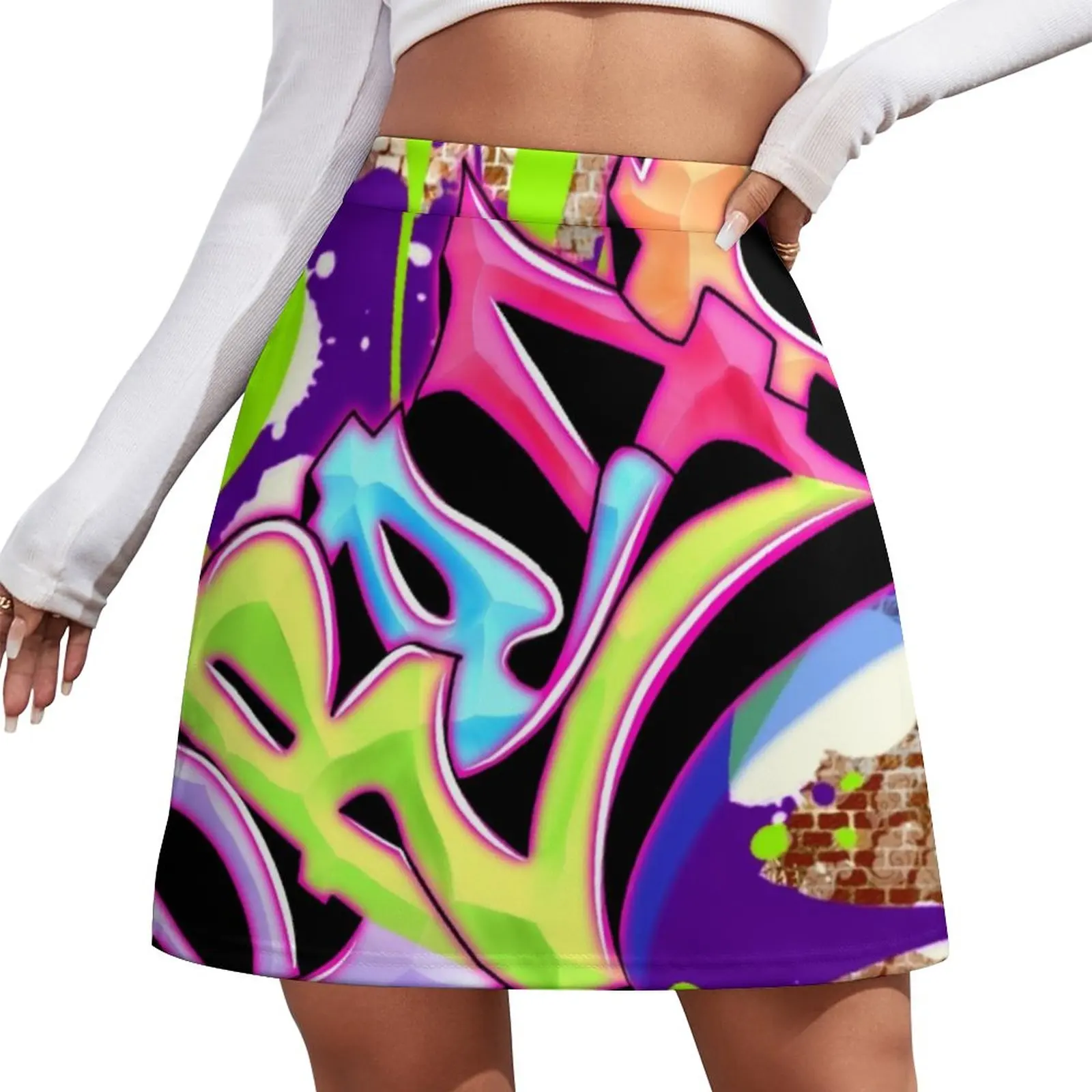 

Word Graffiti Art Skirt Summer Dream Team Print Aesthetic Casual A-line Skirts Kawaii Mini Skirt Female Graphic Oversize Clothes