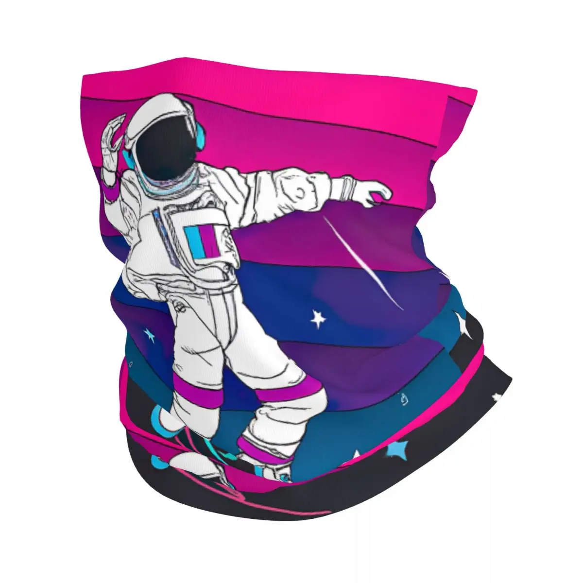 Шейный платок-наклейка с изображением астронавта танцующего в космосе шейный