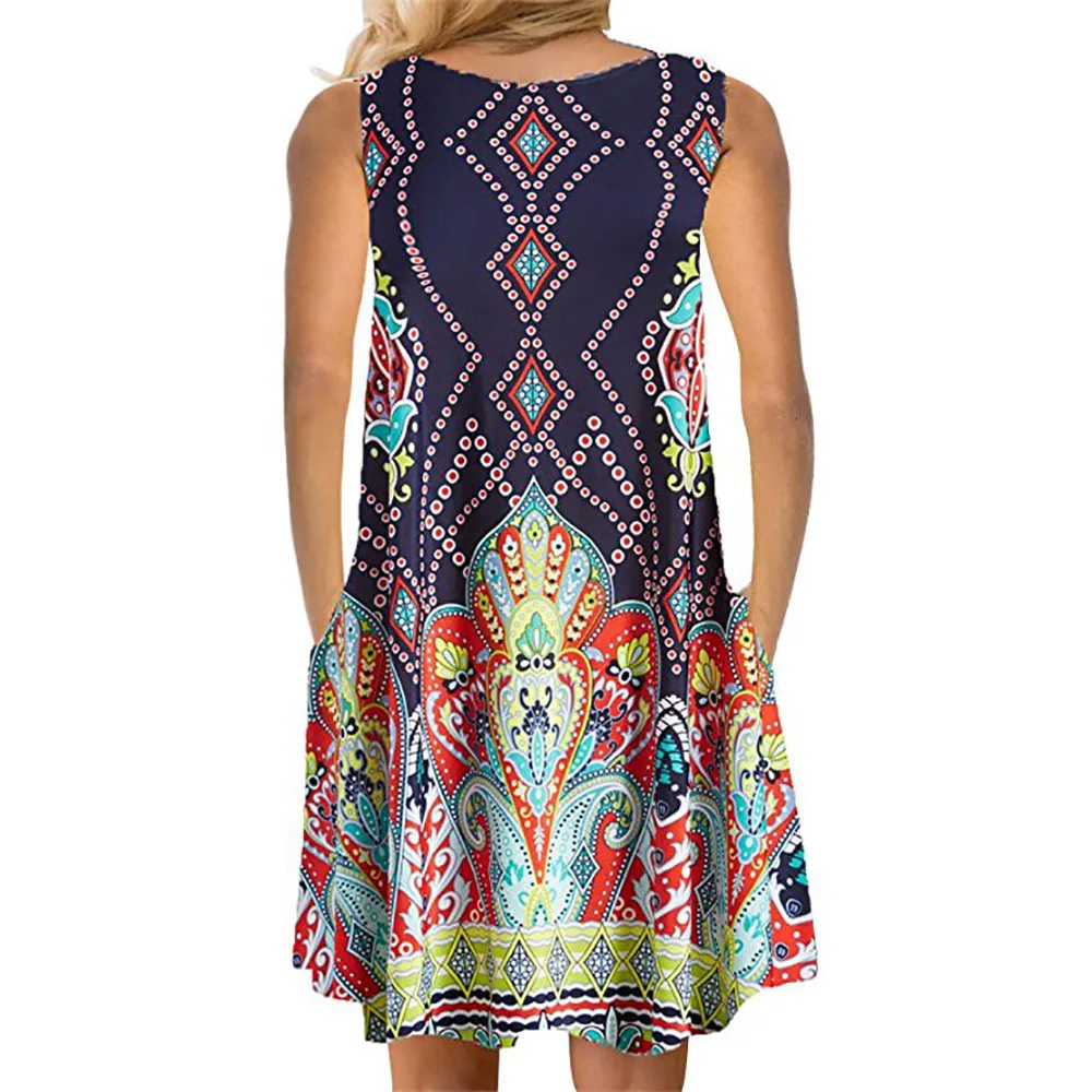 

Sundress Sleeveless Women's Swing Floral Casual Summer Printed Pocket with Dress Women's Dress Women's Dress For New Year