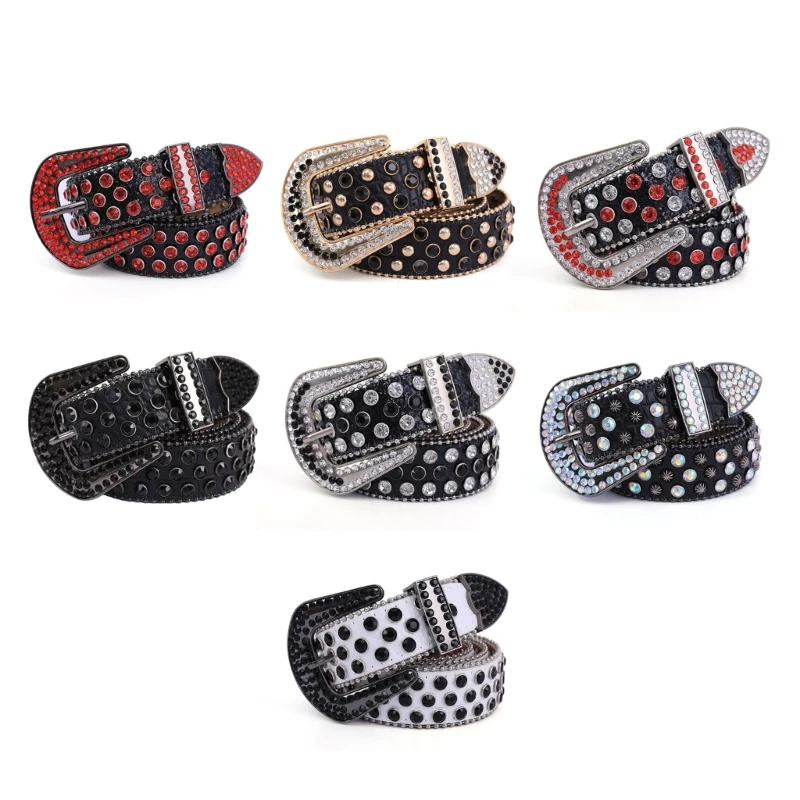 

Gothic Belts Women Faux-leather Strap Belts Cowboy Y2K Hot Girls Fashion Belt for Pants Jeans Men