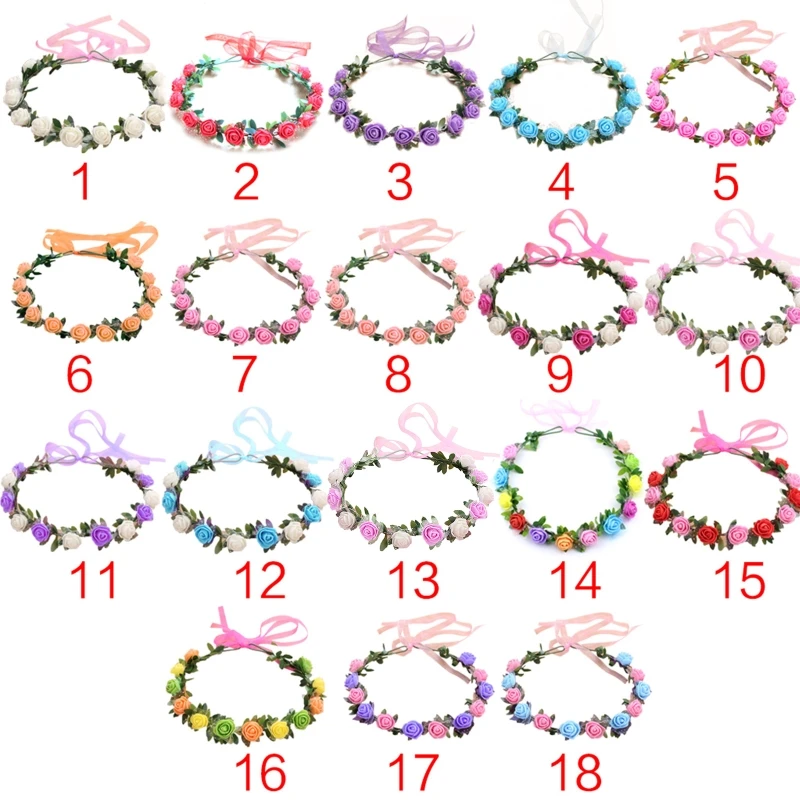 

Adjustable Ribbon Flower Simulation Rose Floral Headpiece Wedding Headdress Festivals Holiday Photo Props