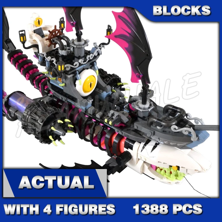 1388 шт. Dream Nightmare Shark Ship Tand Mode Monster Vehicle летающие глазные яблоки 81469 строительные