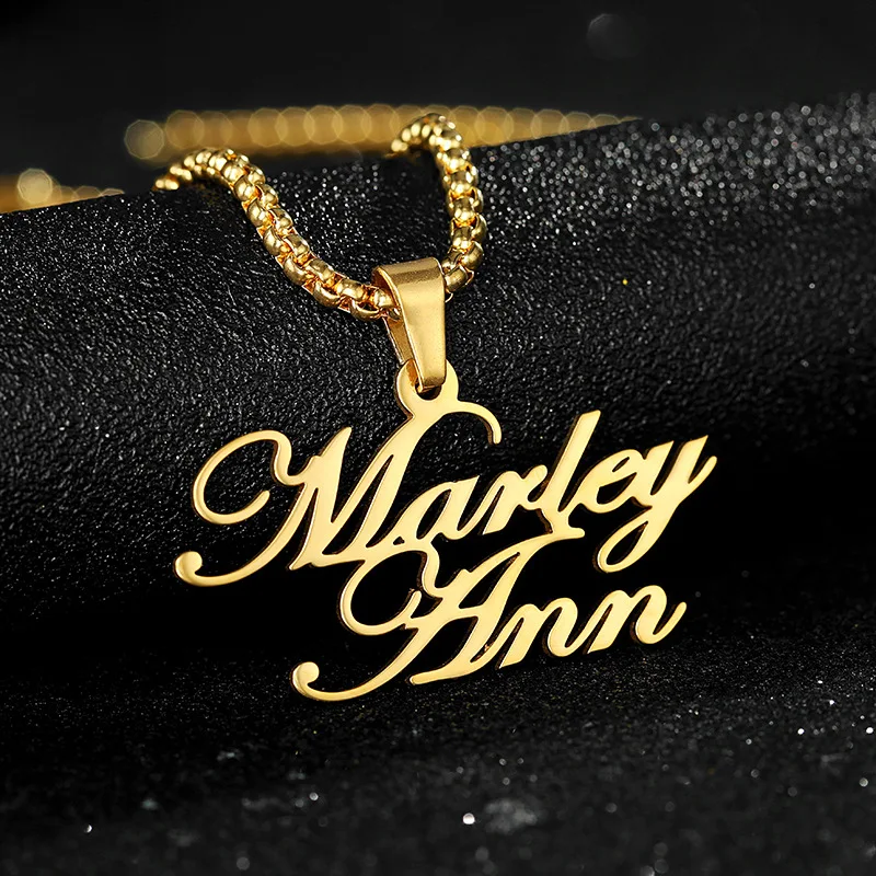 

Chain Custom Jewelry Personalized Name Pendant Necklace for Women Men Handmade Cursive Letter Nameplate Choker Bijoux BFF Gif
