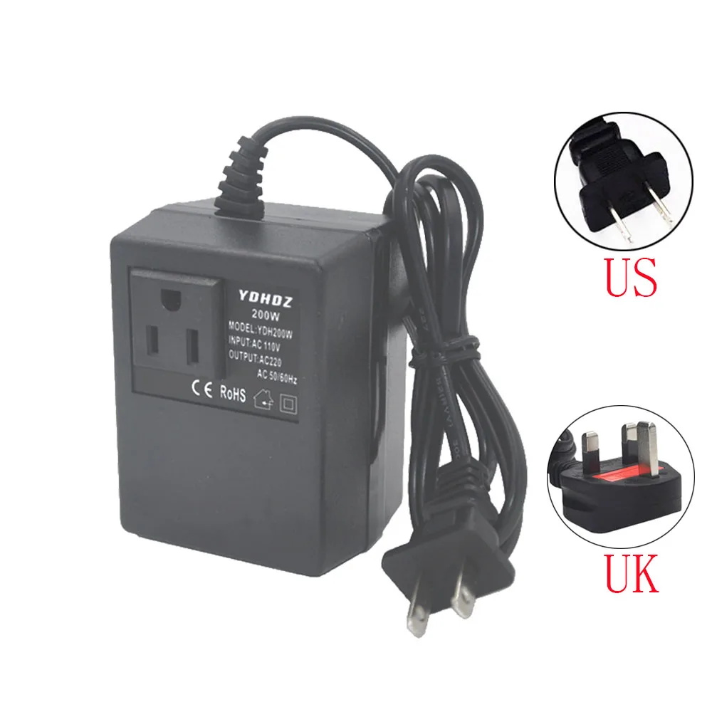 

200W Voltage Converter 220V To 110V Transformer Step Down Transformer Voltage Converter Travel Adapter US/UK Plug Inverter